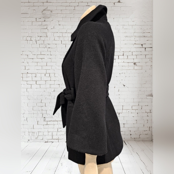 J. CREW Vtg Wool Black Belted Double Breasted Pea Coat 6 - Picture 5 of 8